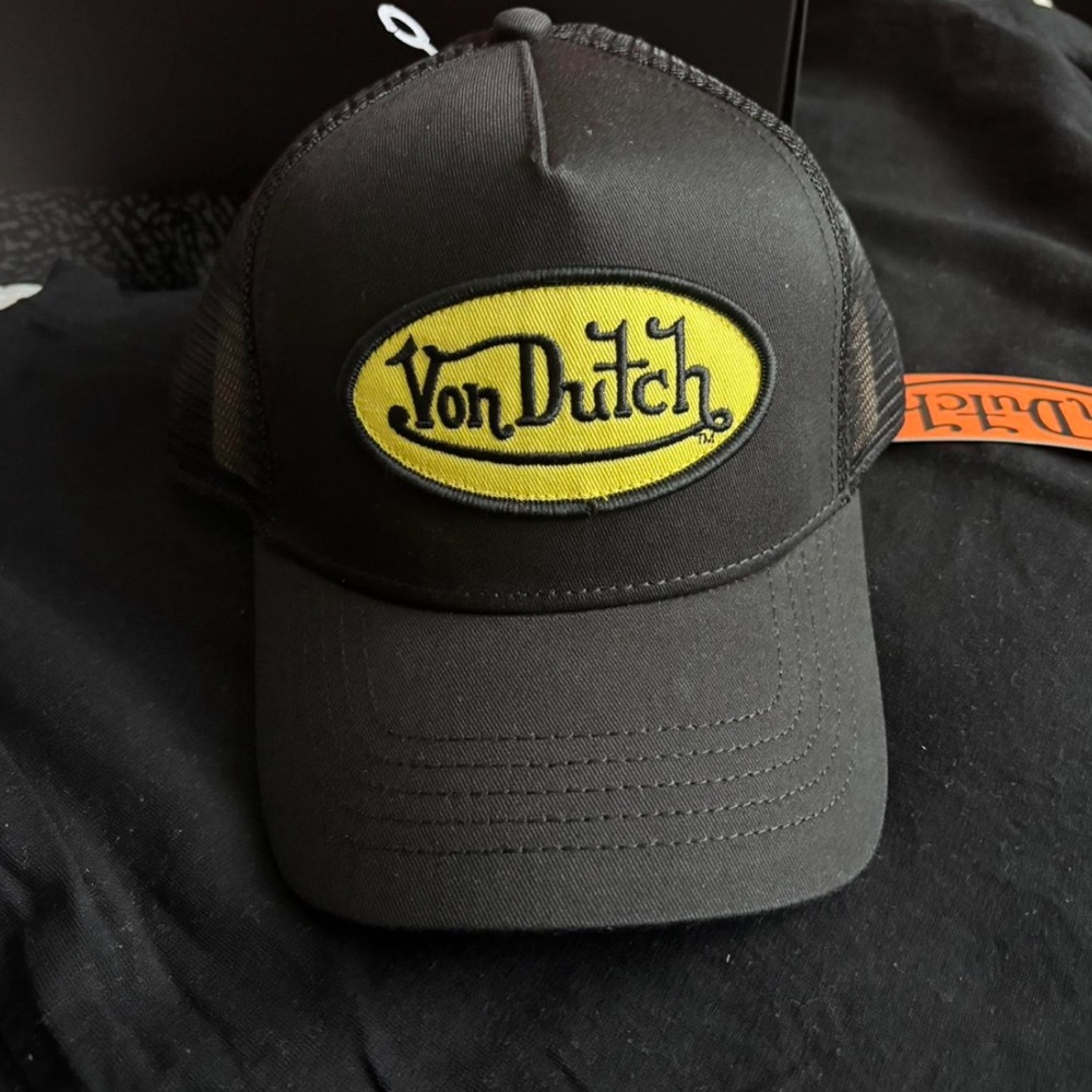 Von Dutch Black and Yellow Trucker Hat